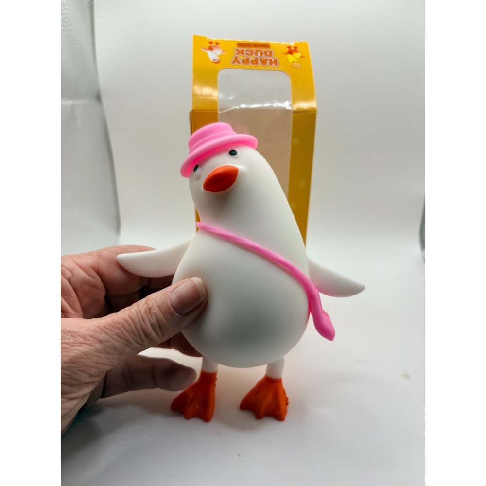 Happy Duck Squishy Purple Duck with White Hat